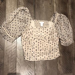 Polka dot puff sleeve top